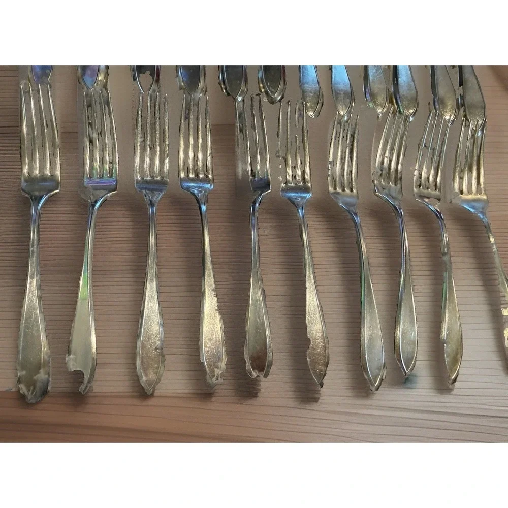 Antique Wm Rogers Pat 18 X12 Silverplate Flatware 12 Knives 11 Forks 23Pc